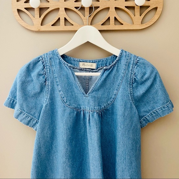 Madewell Denim Popover Swing Top Blue Sz XS/S - Picture 2 of 8